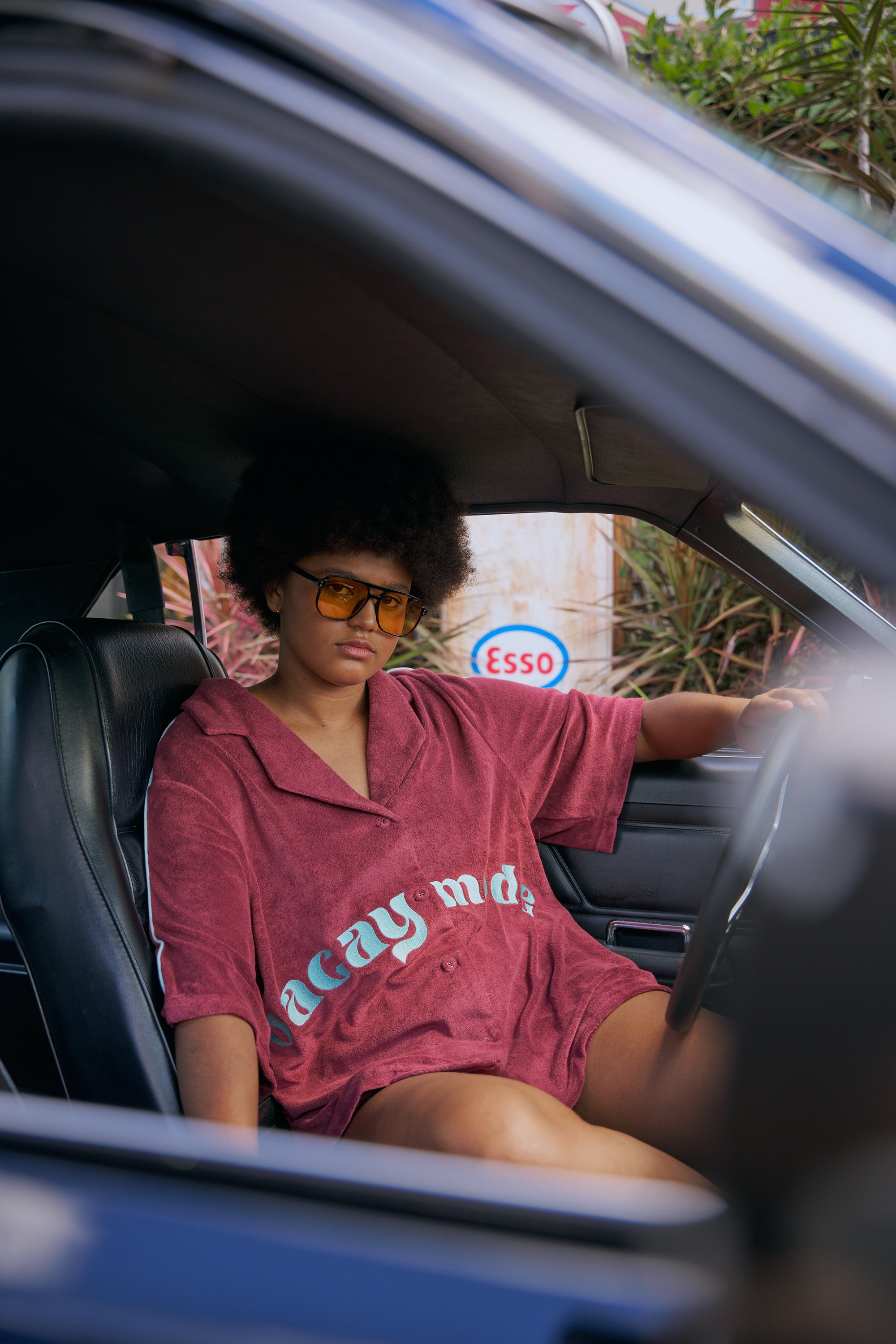 Vacay Mode Oversized Terry button up shirt