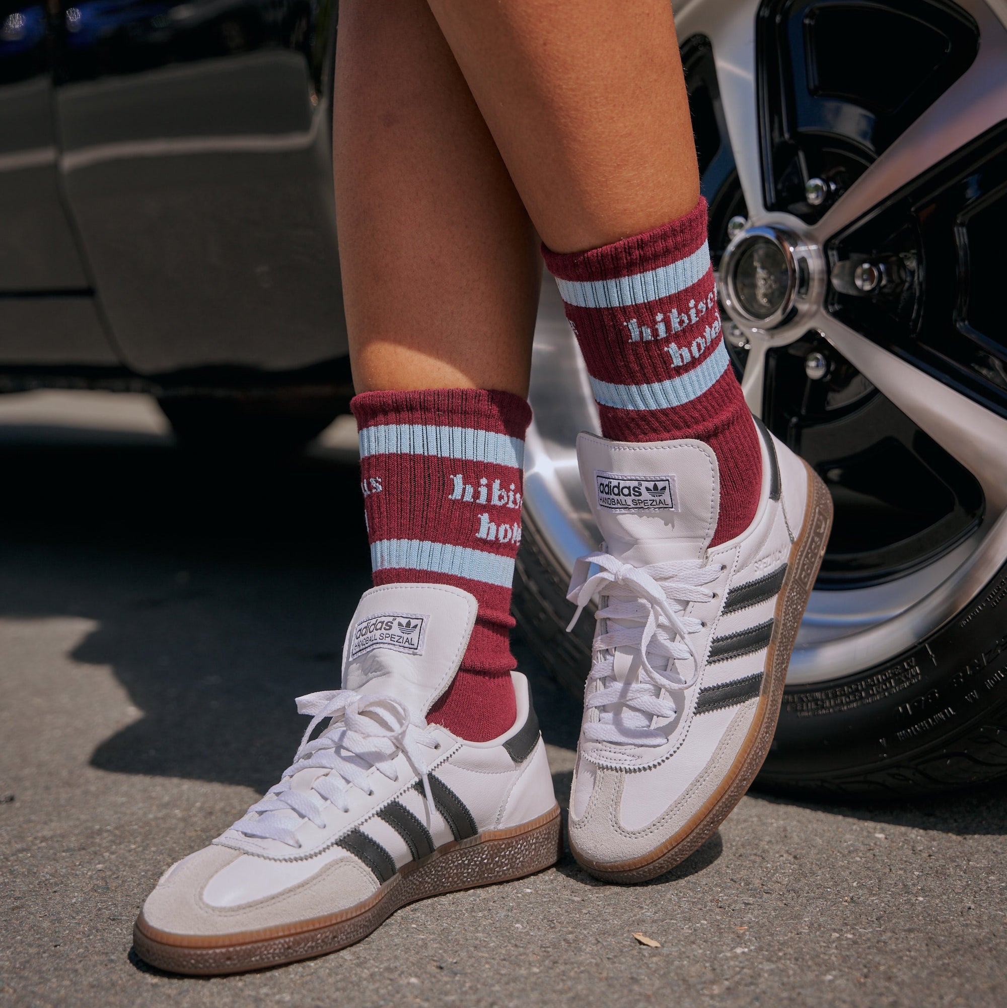 The Layover Sock ~ Burgandy & Blue