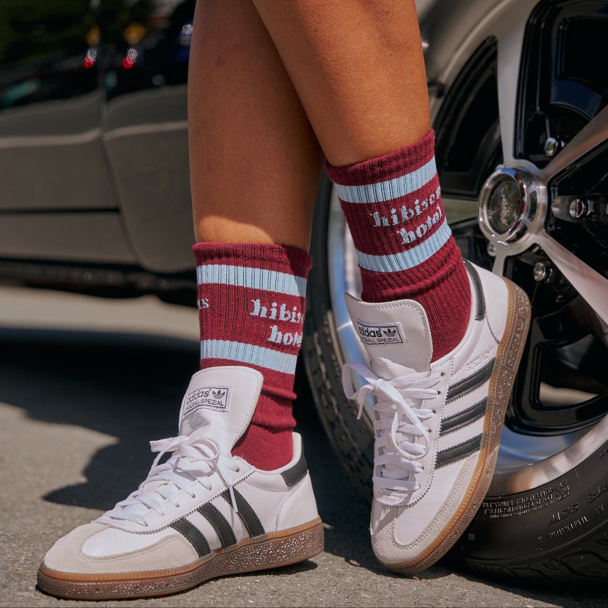 The Layover Sock ~ Burgandy & Blue