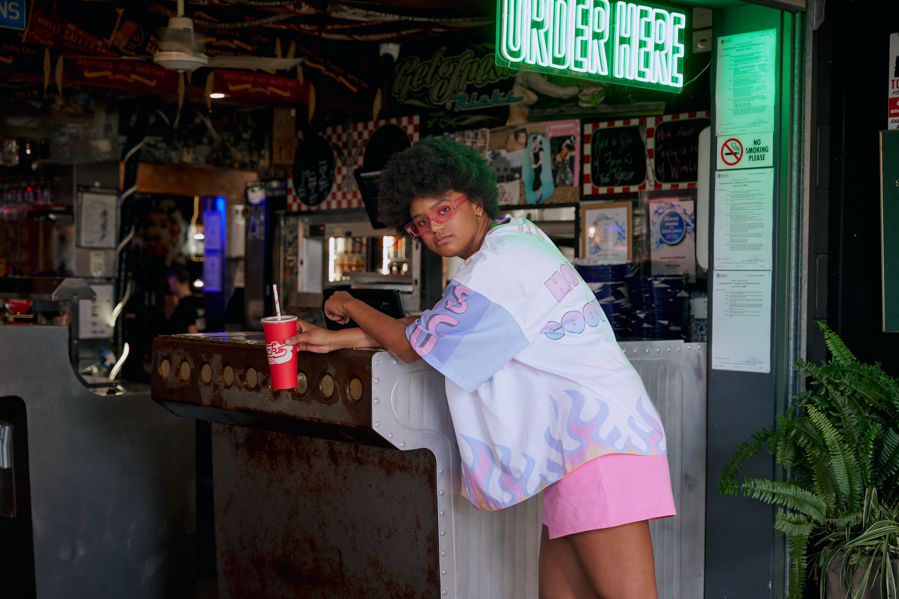 Candy Pink Acid Wash Shorts