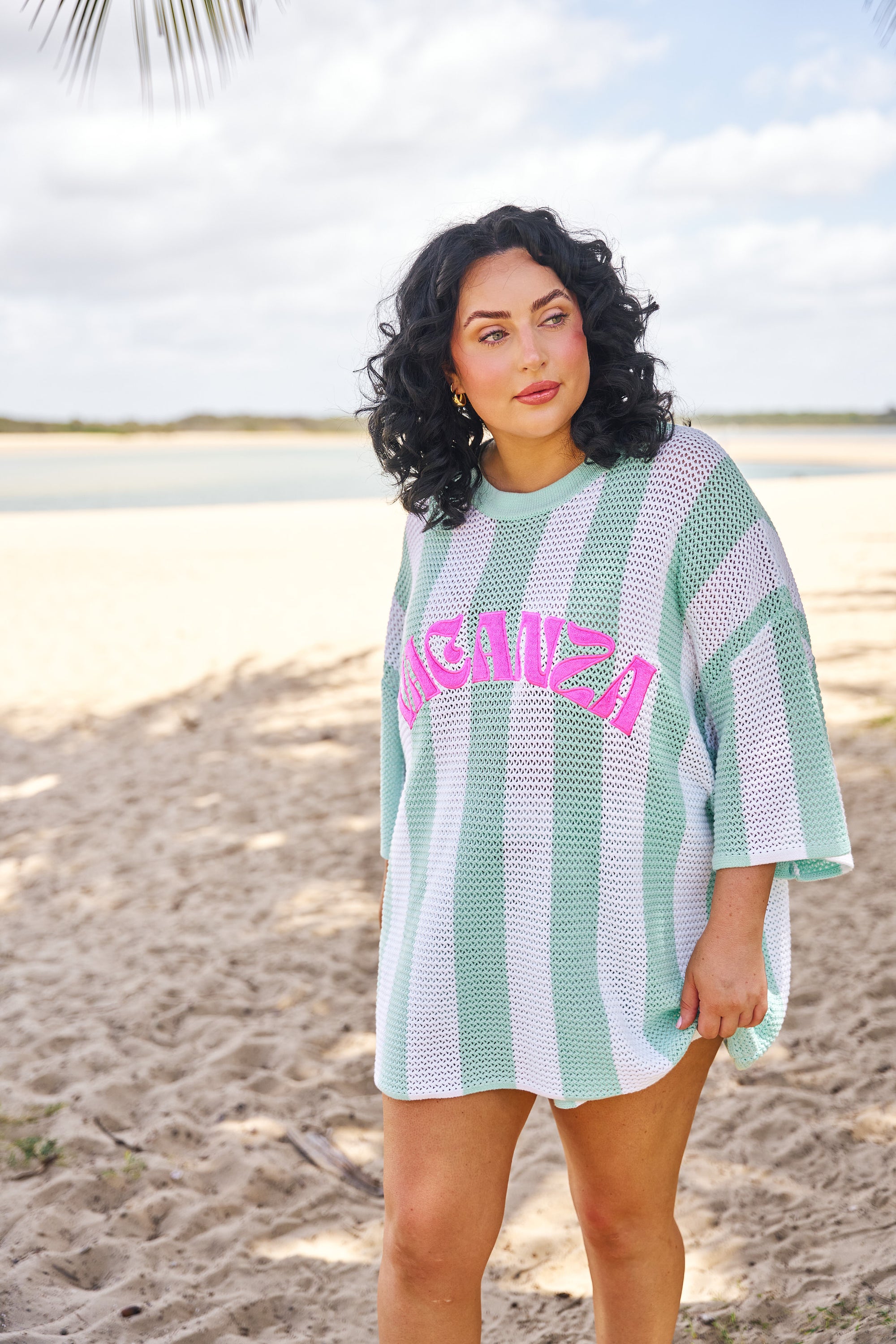 Vacanza  Mint + White Stripe Knit Tee