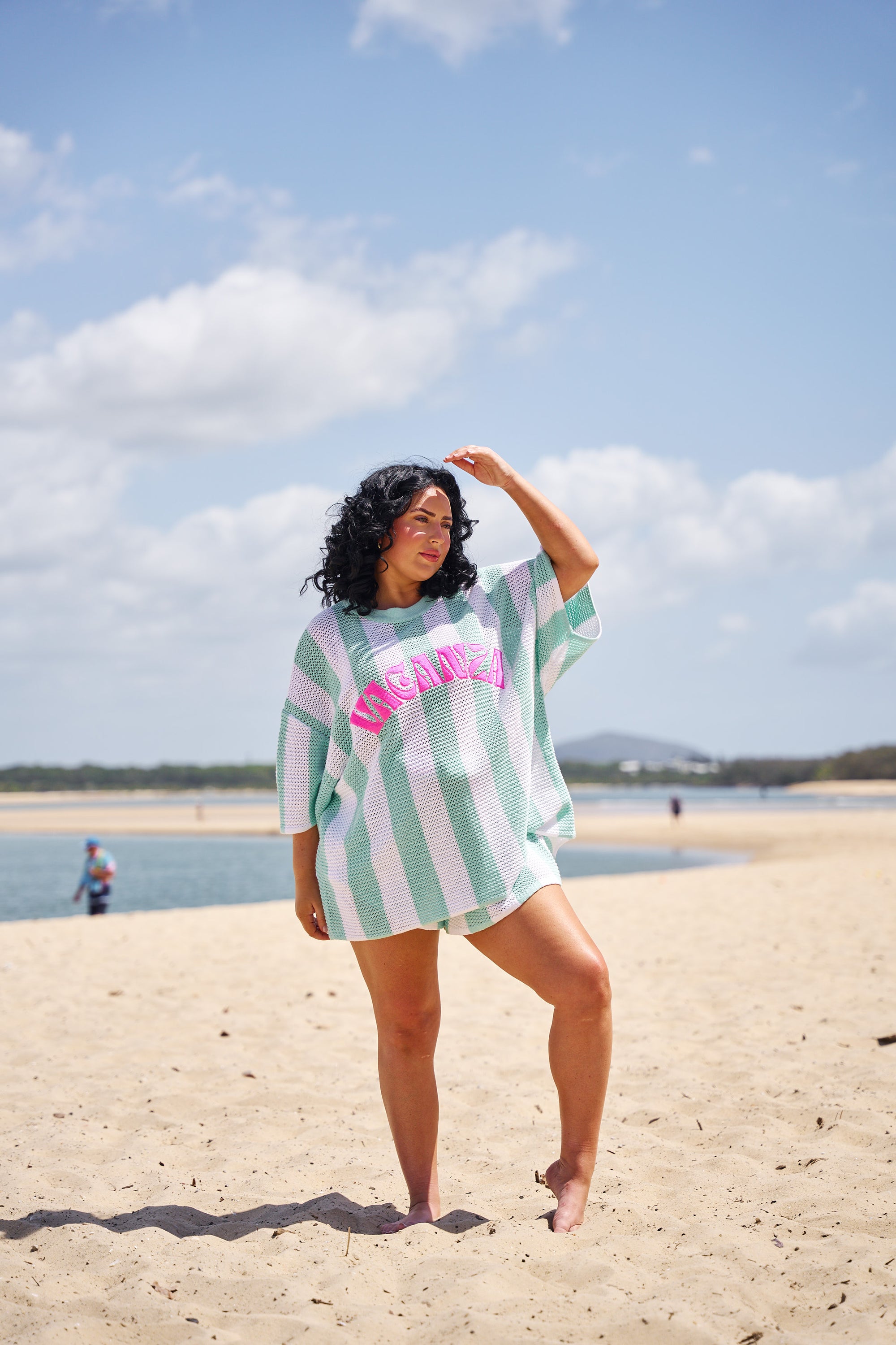 Vacanza  Mint + White Stripe Shorts