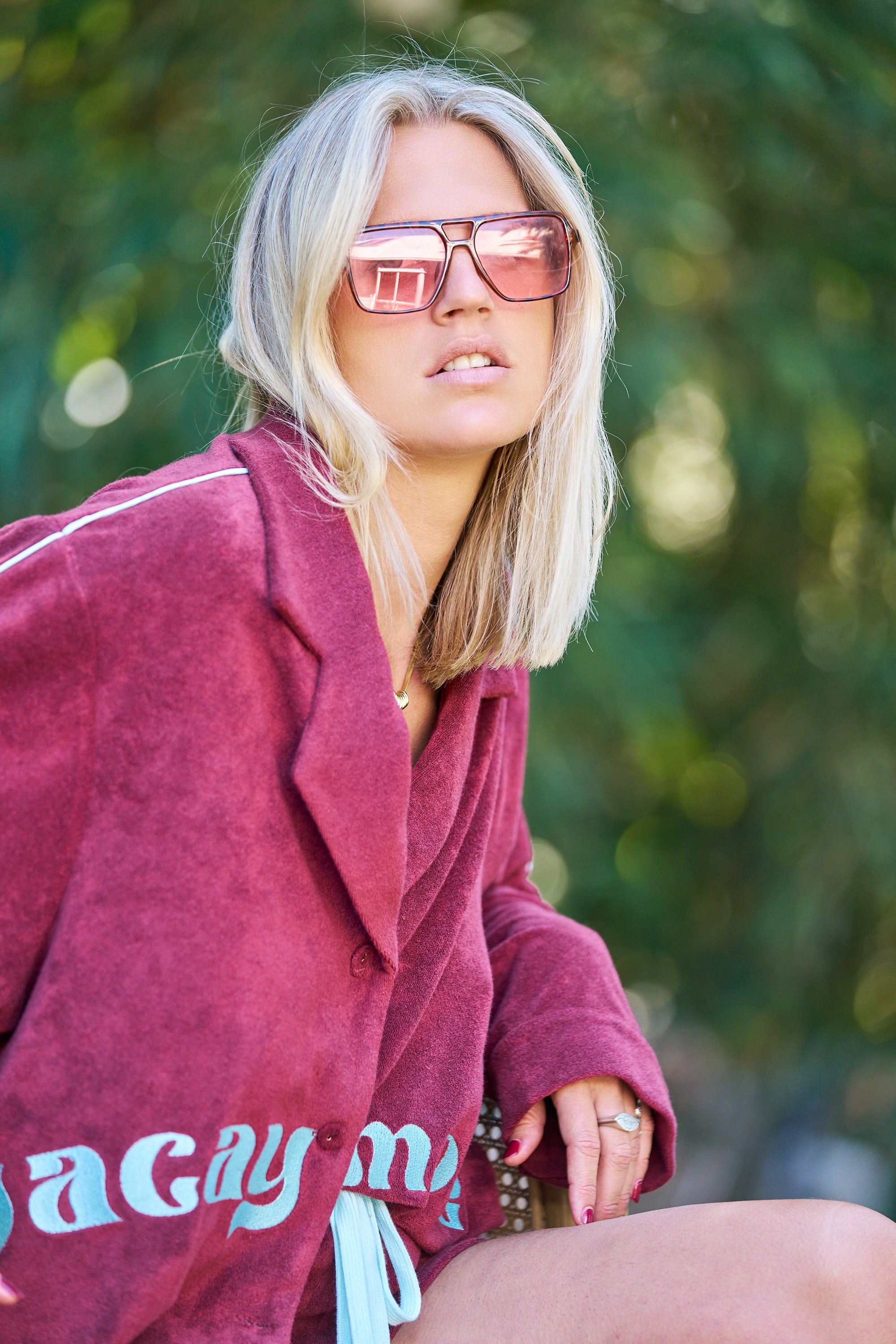 Vacay Mode Oversized Terry button up shirt